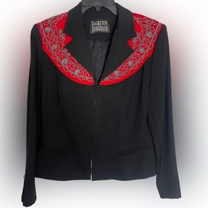 Hairston Roberson Red Black White Embroidered Jacket sz medium